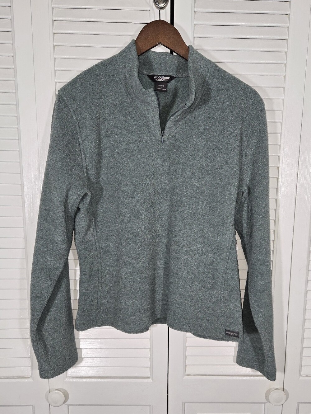 Woolrich Heathered Sage Green 1/4 Zip Long Sleeve Pullover Mock Neck Shirt Sz L